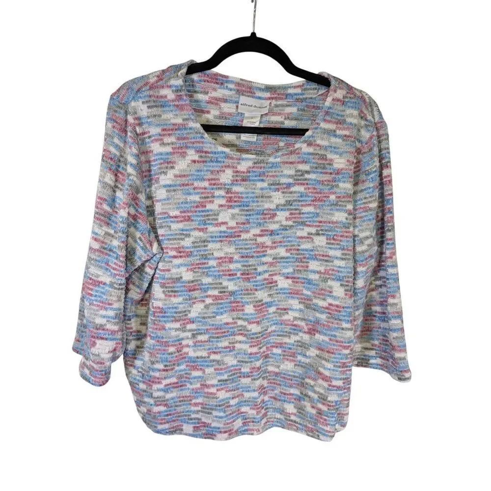 Alfred Dunner Space Dye Textured Chenille Knit Top with Necklace Women's Medium